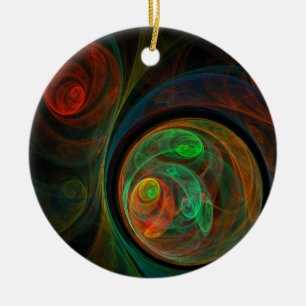 Rebirth Green Abstract Art Circle Ornament