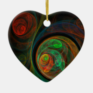 Rebirth Green Abstract Art Heart Ornament