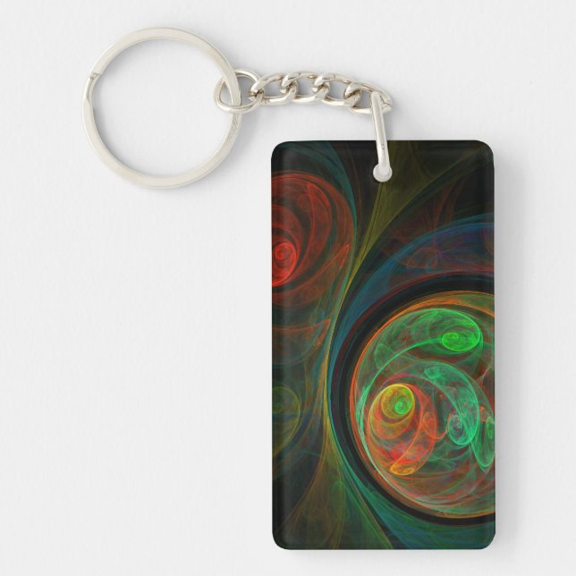 Rebirth Green Abstract Art Keychain (Front)