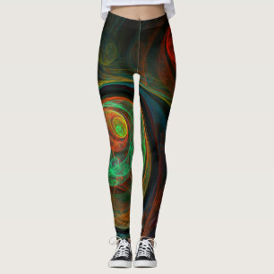 Rebirth Green Abstract Art Leggings