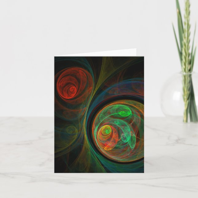 Rebirth Green Abstract Art Note Card (Front)