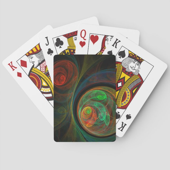 Rebirth Green Abstract Art Playing Cards (Back)
