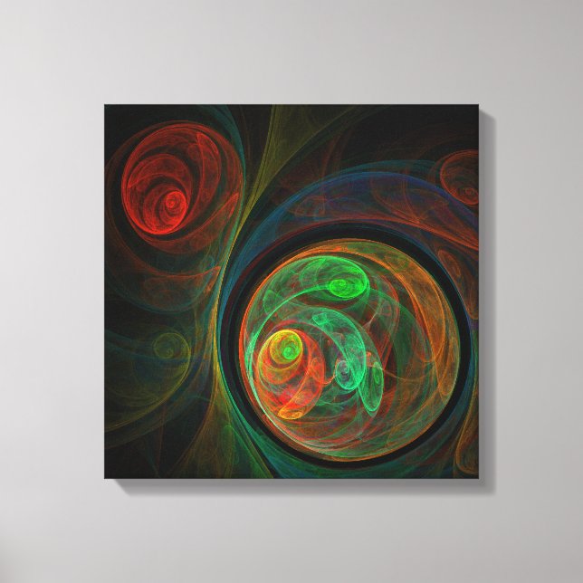 Rebirth Green Abstract Art Quad Canvas Print (Front)