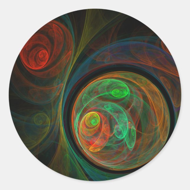 Rebirth Green Abstract Art Round Sticker (Front)