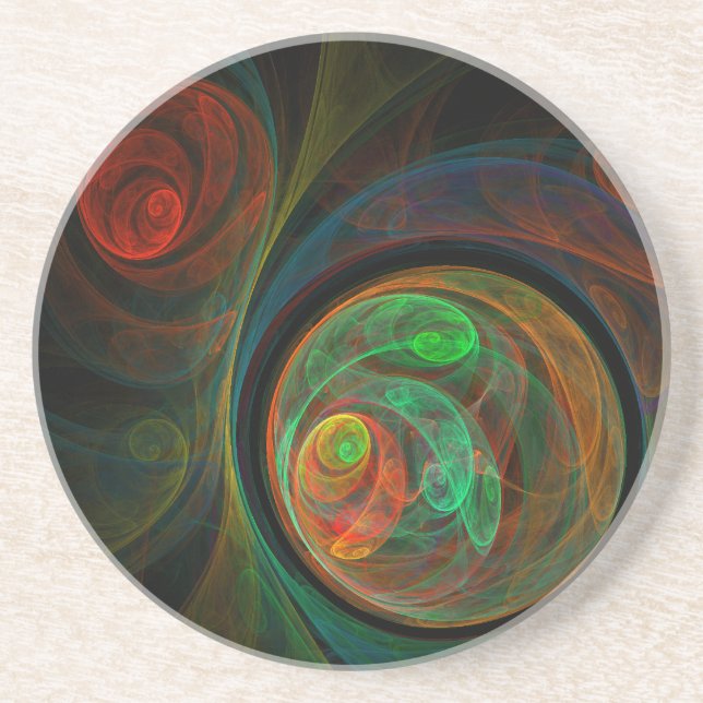 Rebirth Green Abstract Art Sandstone Coaster (Front)