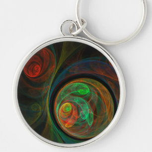 Rebirth Green Abstract Art Small Keychain