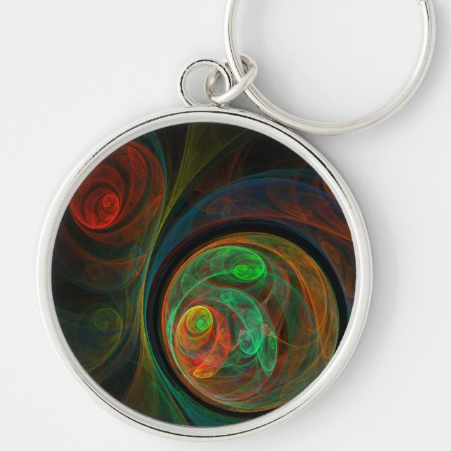 Rebirth Green Abstract Art Small Keychain (Front)