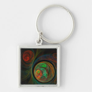 Rebirth Green Abstract Art Small Keychain