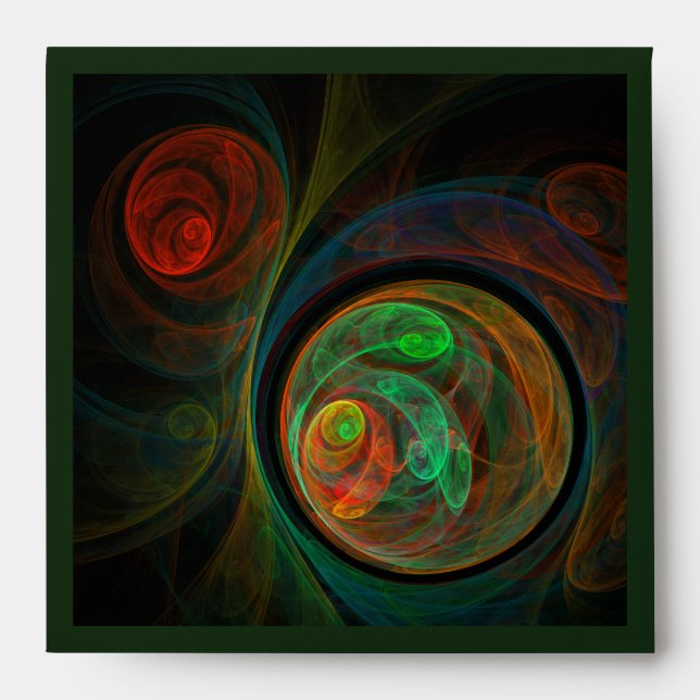 Rebirth Green Abstract Art Square Envelope (Front)