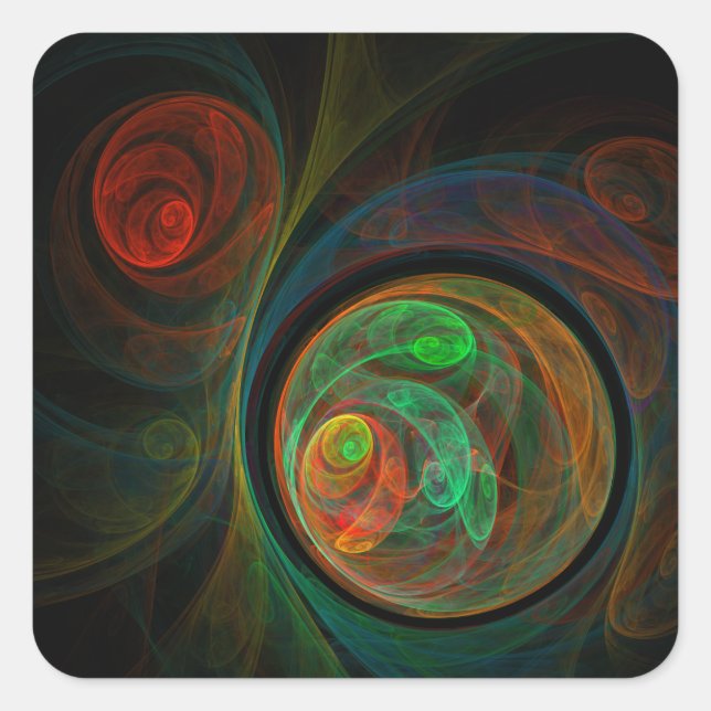 Rebirth Green Abstract Art Square Sticker (Front)