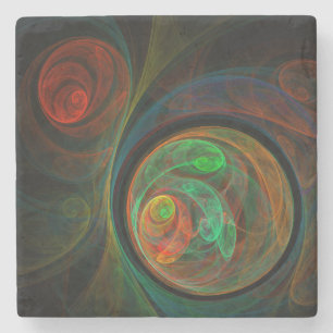 Rebirth Green Abstract Art Stone Coaster