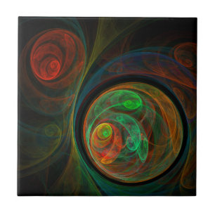 Rebirth Green Abstract Art Tile