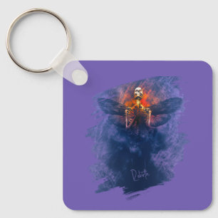 Rebirth. Skeleton with wings rising up Keychain