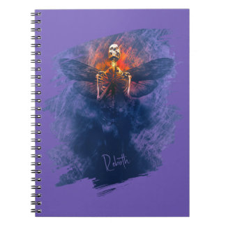 Rebirth. Skeleton with wings rising up Notebook