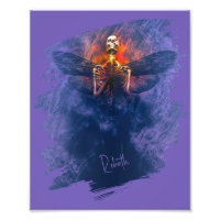 Rebirth. Skeleton with wings rising up