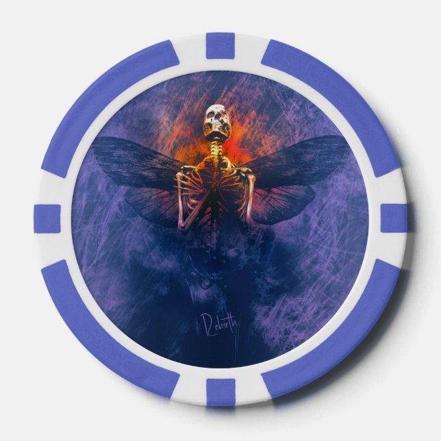 Rebirth. Skeleton with wings rising up Poker Chips (Front)