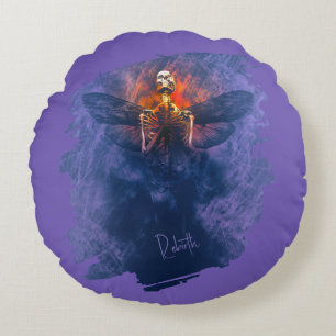 Rebirth. Skeleton with wings rising up Round Pillow
