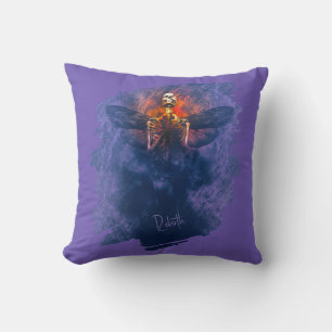 Rebirth. Skeleton with wings rising up Throw Pillow