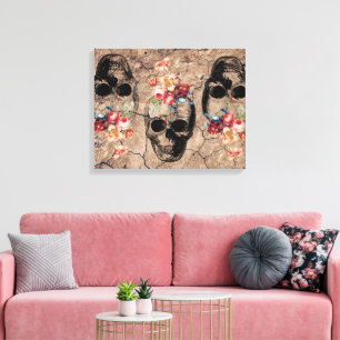 Rebirth - Skulls Blossoming from Dust Canvas Print