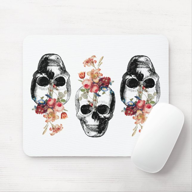 Rebirth - Skulls Blossoming Mouse Pad (With Mouse)