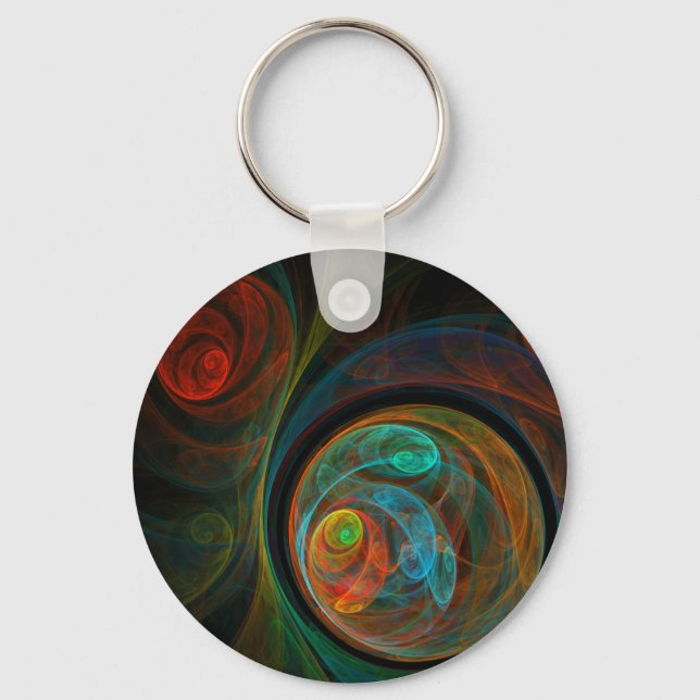 Rebirth Spiral Modern Cosmic Abstract Art Keychain (Front)