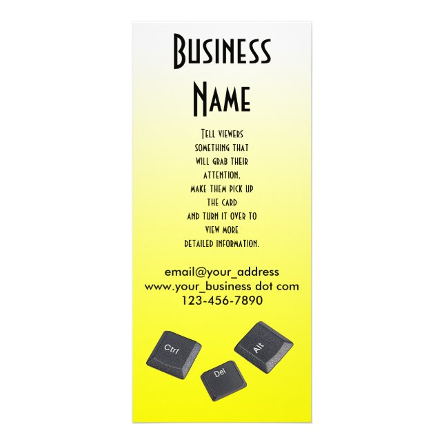 Reboot Computer Keys Rack Card (Front)