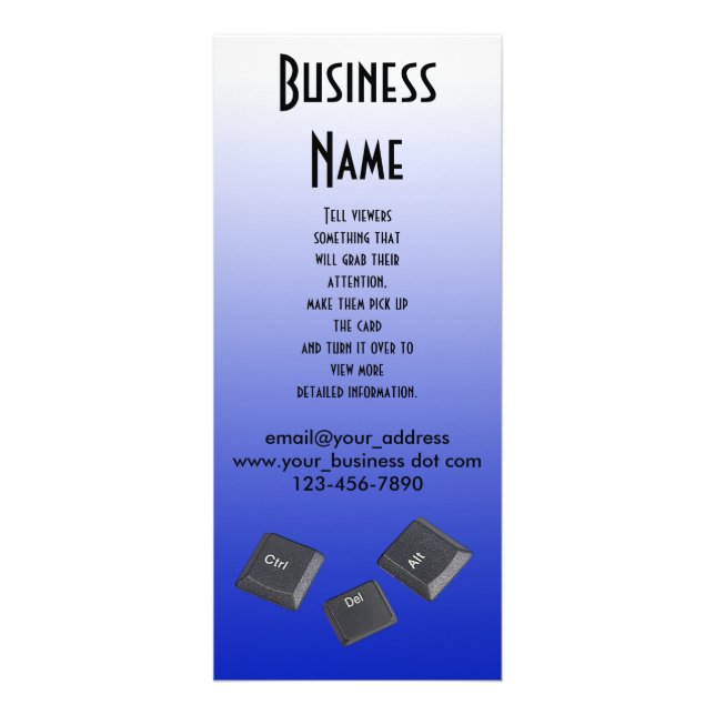 Reboot Computer Keys Rack Card (Front)