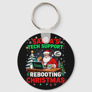 Rebooting Funny Santa's Tech Support Christmas Com Keychain