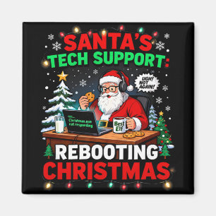 Rebooting Funny Santa's Tech Support Christmas Com Magnet