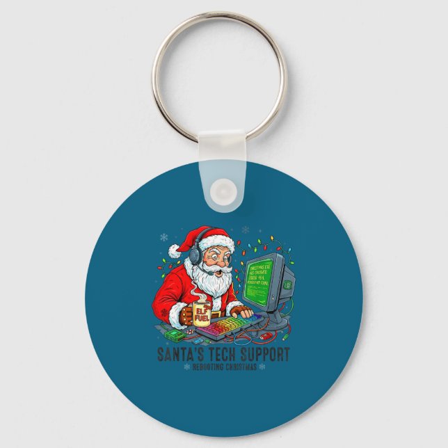 Rebooting Support Tech Santa s Crew Keychain (Front)