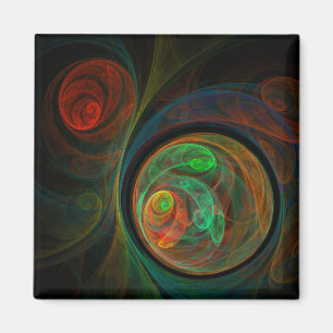 Reborn Green Abstrait Art Carré Magnet
