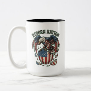 Reborn Nation American Eagle Hatching Flag Egg Tee Two-Tone Coffee Mug