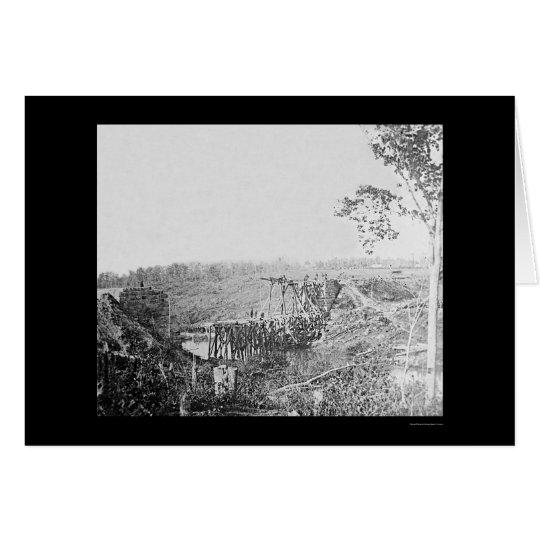 Rebuilding Railroad Bridge Over Cedar Run, VA 1863 Card
