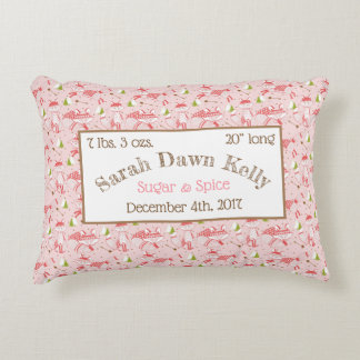 Rec Pillow Pink Foxes Baby Birth Info Customize