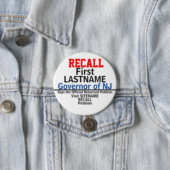 Recall Gov. Any State 3 Inch Round Button (In Situ)