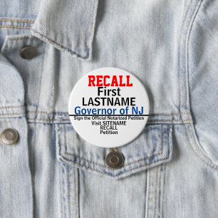 Recall Gov. Any State 3 Inch Round Button