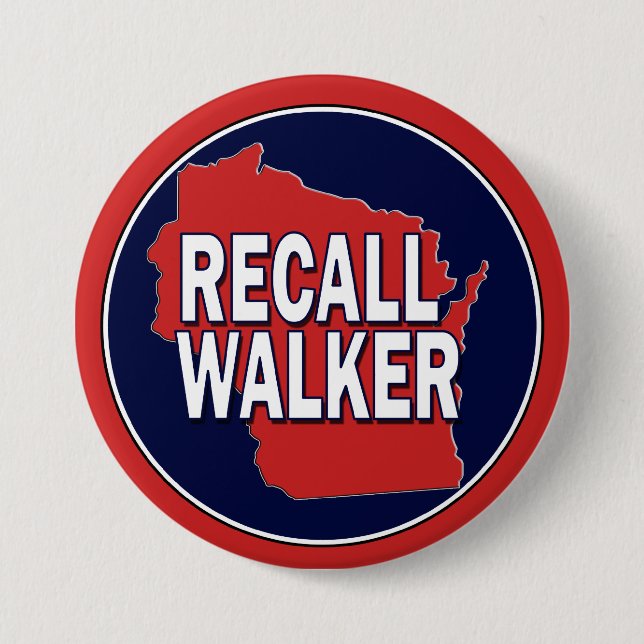 Recall Governor Scott Walker 3 Inch Round Button (Front)
