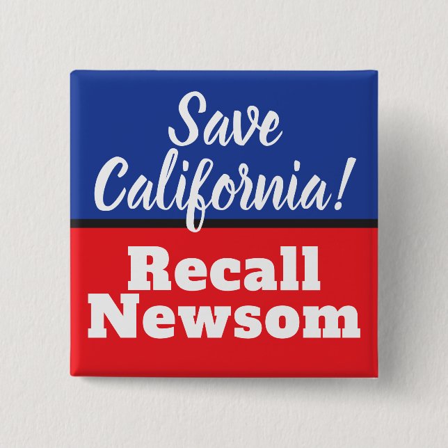 Recall Newsom Save California 2 Inch Square Button (Front)