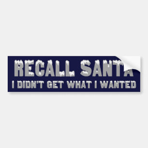 RECALL SANTA Bumper Sticker
