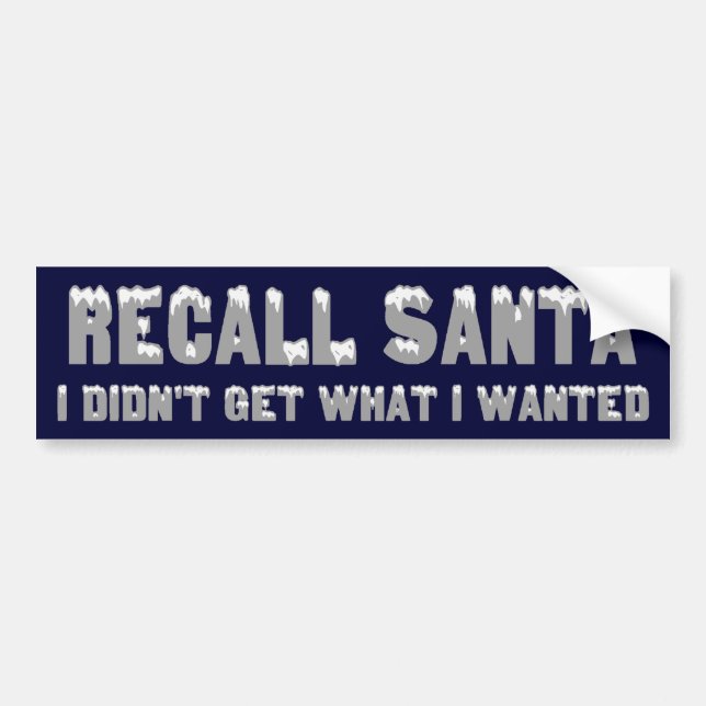 RECALL SANTA Bumper Sticker (Front)