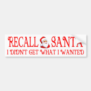 RECALL SANTA Bumper Sticker
