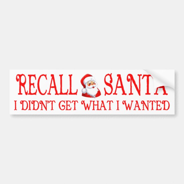 RECALL SANTA Bumper Sticker (Front)