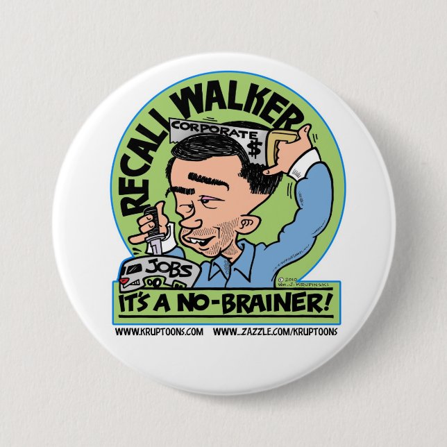 Recall Scott Walker 3 Inch Round Button (Front)