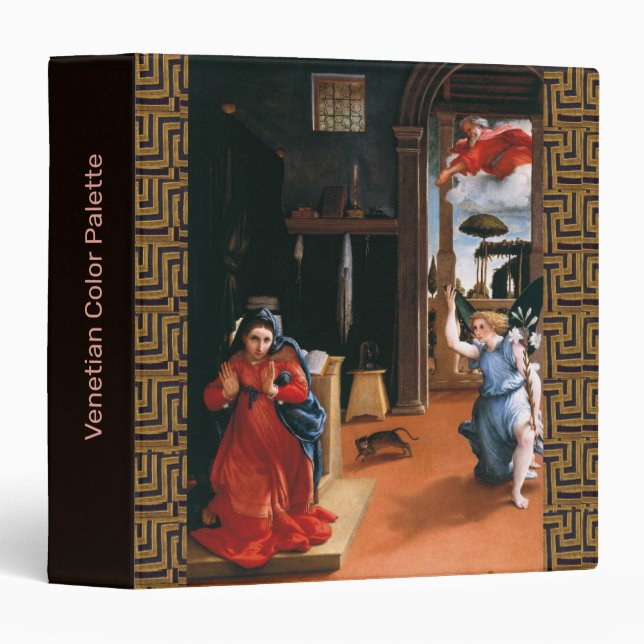 RECANATI ANNUNCIATION by Lorenzo Lotto 3 Ring Bind Binder (Front/Spine)