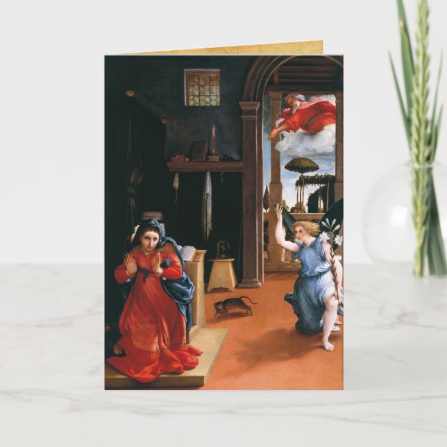 RECANATI ANNUNCIATION by Lorenzo Lotto Holiday Card (Front)