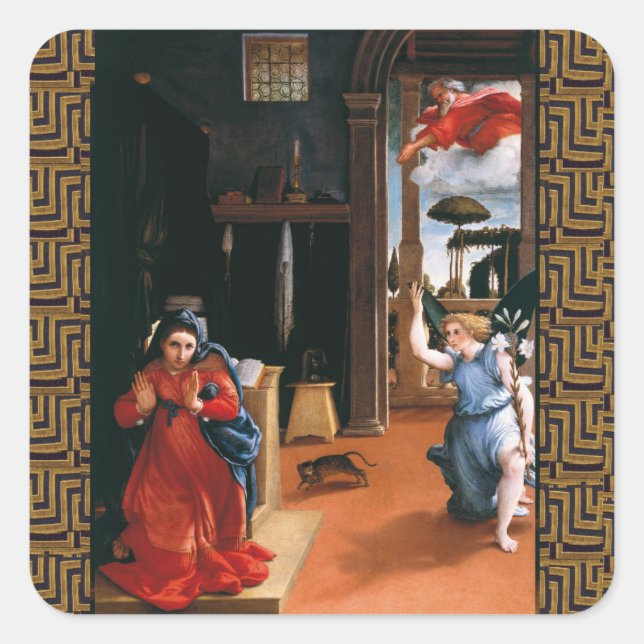 RECANATI ANNUNCIATION by Lorenzo Lotto Square Sticker (Front)