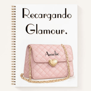 "Recargando Glamour" Funny Pink Purse Personalized Notebook