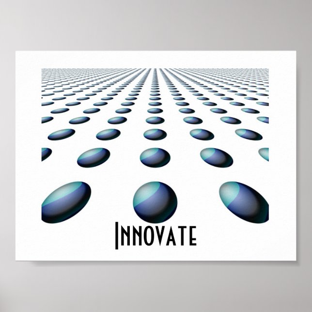 Receding Blue Patterned Balls -  Innovate Poster (Front)