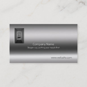 Receding Corridor Metallic-look template Business Card