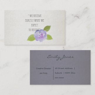 RECEIVE WHAT WE EXPECT TO RECEIVE PURPLE FLORAL BUSINESS CARD